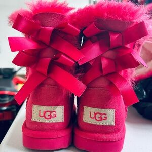 UGG Kids Fuchsia Boots with Ribbon Bows
